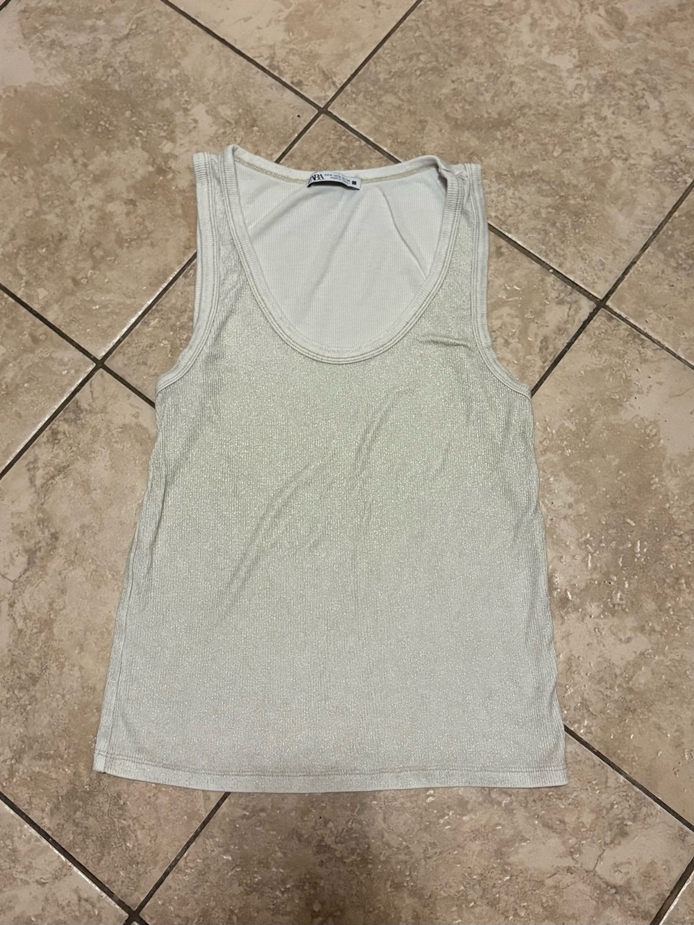 Zara Sparkle Cream Tank Top